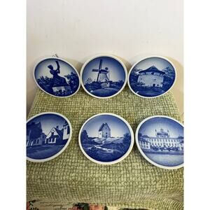 Royal Copenhagen Mini Plates Denmark 2010 Lot of 6 Danish Scenes Porcelain